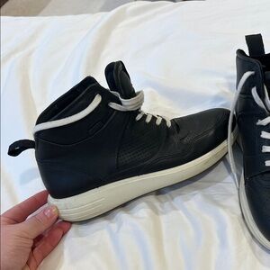 Ecco Black and White High-Top Sneakers